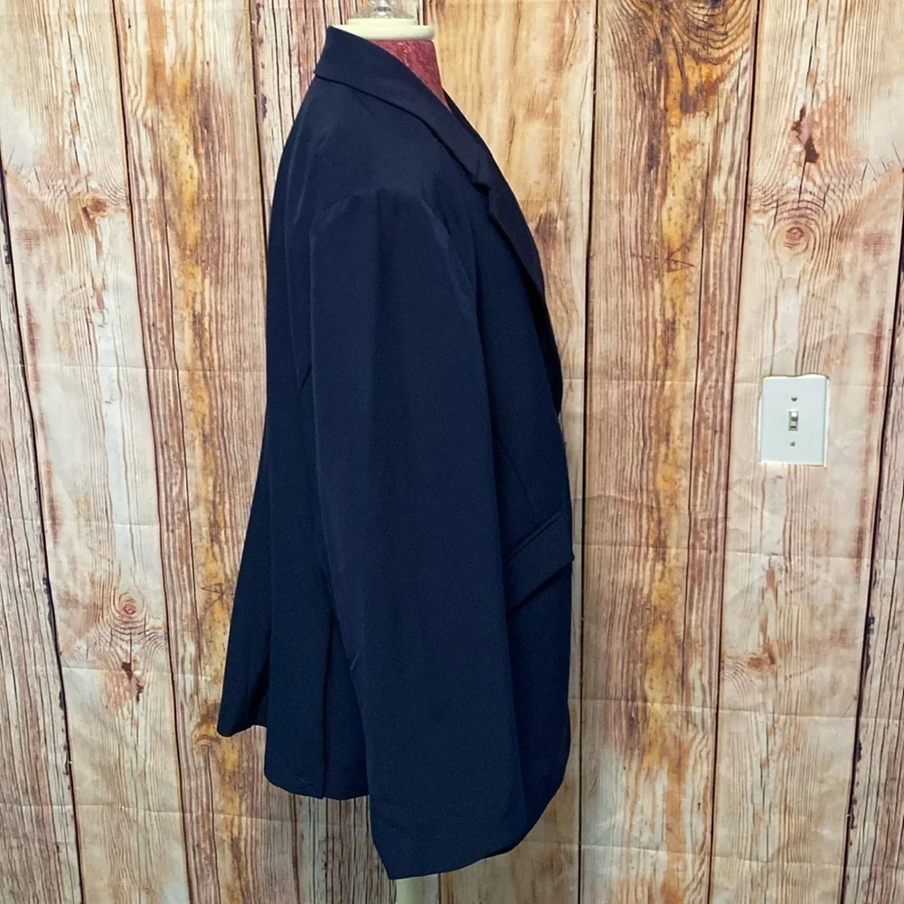 Blazer DG2 by Diane Gilman Tailored Blazer Coat, Deep V-neck ,XL Blue New